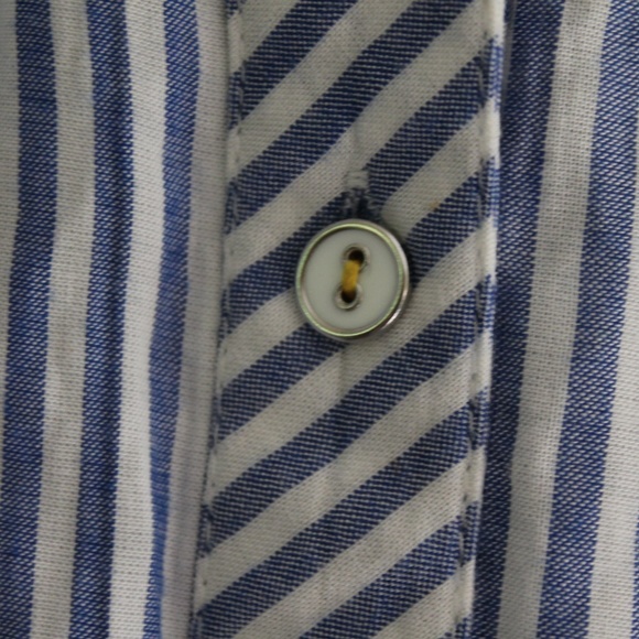 Blue/White Stripped Oversize Button Up Blouse - Picture 5 of 7